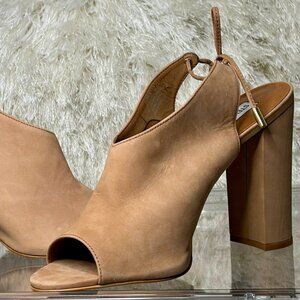 Steve Madden Nubuck Leather Open Toe Heeled Sandal - Size 10